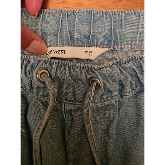 Nine West Chambray Jogger Pant Womens XL Light Blue Lyocell PullOn Elastic Waist - Picture 6 of 9